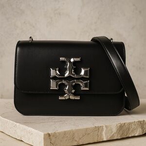 Tory Burch Black Distressed Eleanor Small Shoulder Bag